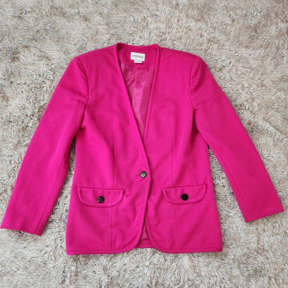 Vintage Haberdashery by Leslie Fay Bright Pink Blazer Jacket Women's Size 8